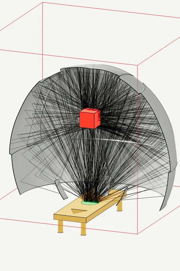 Cutaway view of Jean-Pierre Lauret's second-place optical design