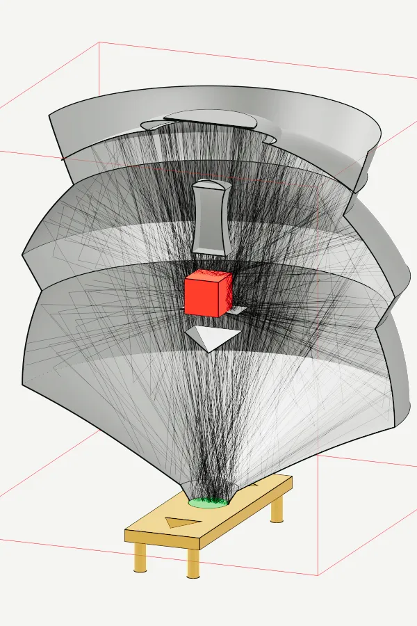 Cutaway view of Ludo Haenen's first-place optical design